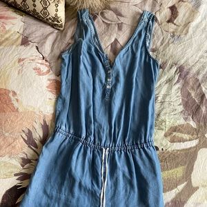 Soft Denim Romper with tie at the Waist